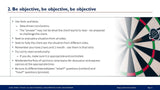 A PowerPoint slide titled "2. Consulting Ethics: Be Objective" with bullet points on objectivity in decision making for Being a Professional Consultant by Purchase Only | No Online Access. Beside the text, there’s an image of a dartboard with darts in.