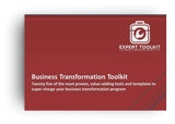 An advertisement graphic for Purchase Only | No Online Access's Business Transformation Toolkit showing a briefcase icon, promoting the tools of the Business Transformation Toolkit, with text stating "twenty five of the most proven, value-adding tools.