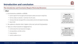 Text-heavy slide titled "Introduction and Conclusion Require Particular Attention," detailing the importance of introductions and conclusions in Creating High Impact Executive Presentations with bullet points on strategies including setting the stage and engaging the audience from Purchase Only | No Online Access.